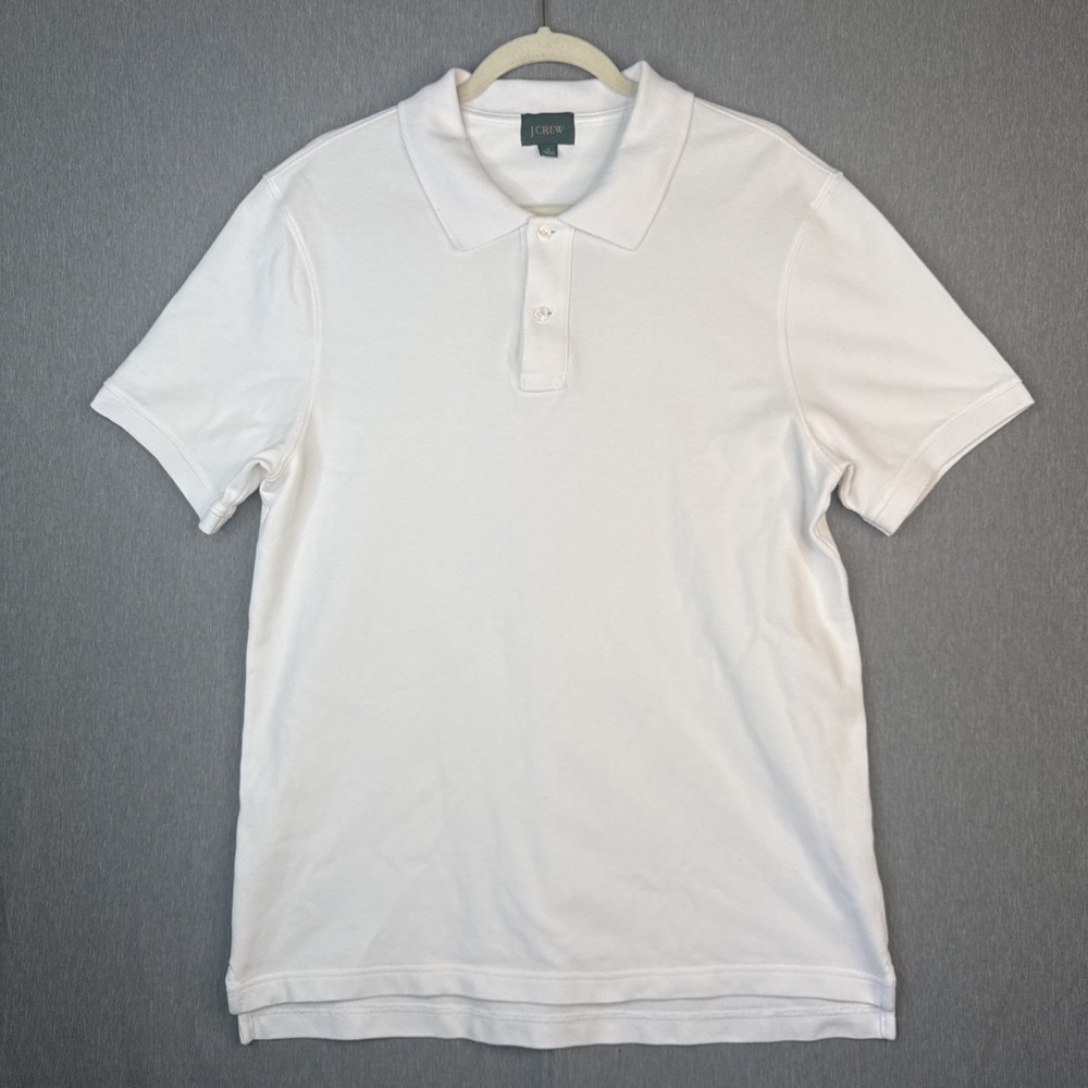 J.CREW Polo Shirt Mens Medium White Oarsman Terry Cloth Short Sleeve Preppy